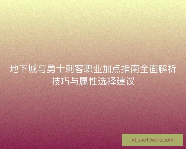 地下城与勇士刺客职业加点指南全面解析技巧与属性选择建议